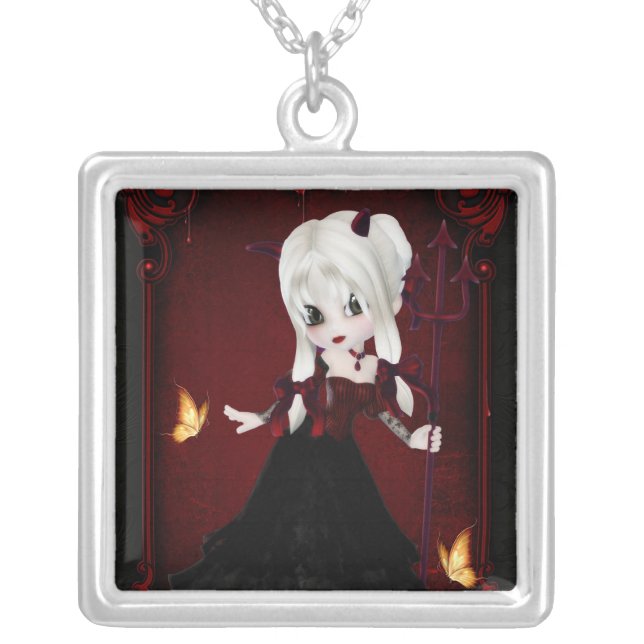 Little Cookie Devil Girl 2 Fantasy Gothic Necklace (Front)