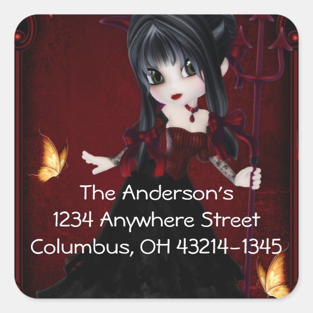 Little Cookie Devil Girl Design 1 Square Sticker (Front)