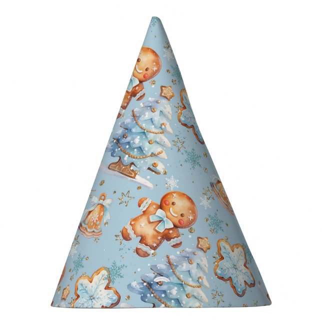 Little Cookie Gingerbread man boy blue Birthday Party Hat (Right)
