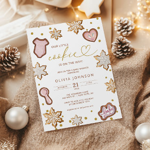Little Cookie Pink Baby Shower Gingerbread Winter Invitation