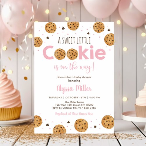 Little Cookie Pink Girl Baby Shower Invitation