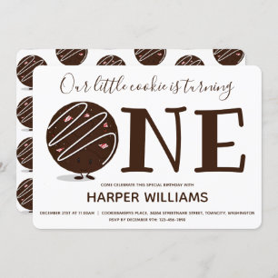 Little Cookie Turning One First Birthday Invitation