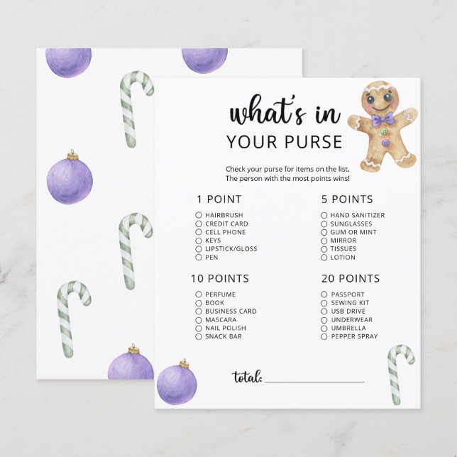 Little cookie whats in your purse baby shower game (Front/Back)