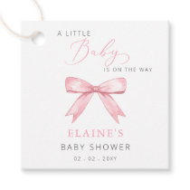 Little Coquette Is On The Way Pink Bow Baby Shower Favor Tags