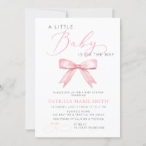 Little Coquette Is On The Way Pink Bow Baby Shower Invitation