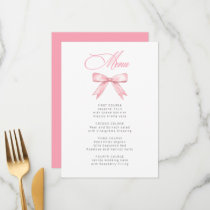 Little Coquette Is On The Way Pink Bow Baby Shower Menu