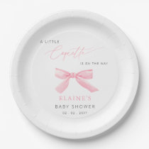Little Coquette Is On The Way Pink Bow Baby Shower Paper Plates