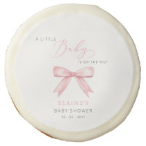 Little Coquette Is On The Way Pink Bow Baby Shower Sugar Cookie