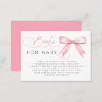 Little Coquette Pink Bow Baby Shower Book Request Enclosure Card