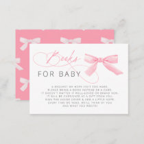 Little Coquette Pink Bow Baby Shower Book Request Enclosure Card