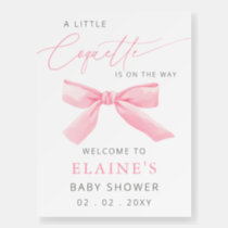 Little Coquette Pink Bow Baby Shower Welcome Sign