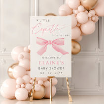 Little Coquette Pink Bow Baby Shower Welcome Sign