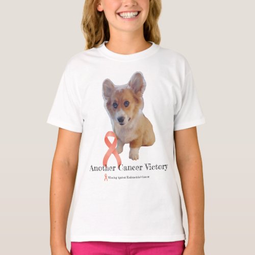 Little Corgi Endometrial Cancer Victory T_Shirt