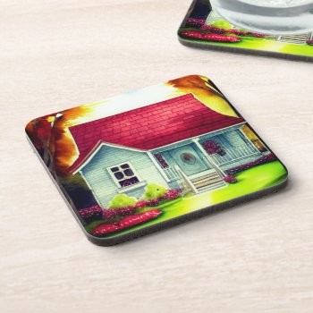 Little Cottage Beverage Coaster by MarblesPictures at Zazzle