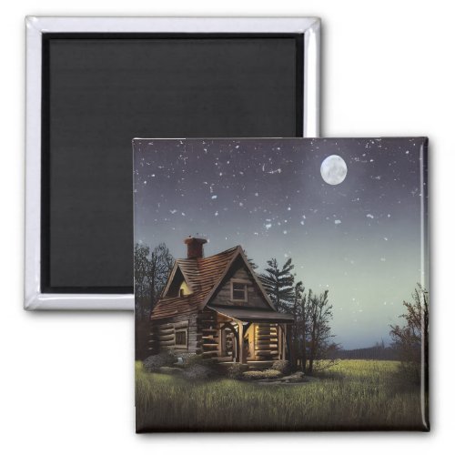 Little Cottage In the Moonlight Magnet