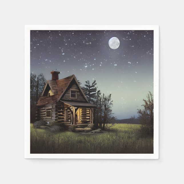 Little Cottage In The Moonlight Napkins (Front)