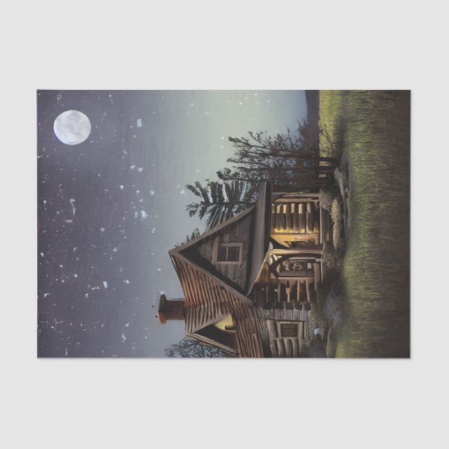 Little Cottage In The Moonlight Tissue Paper (Front)