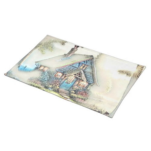 Little Cottage In The Woods _ Enchanting Escape Cloth Placemat