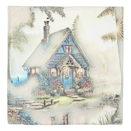 Little Cottage In The Woods _ Enchanting Escape Duvet Cover
