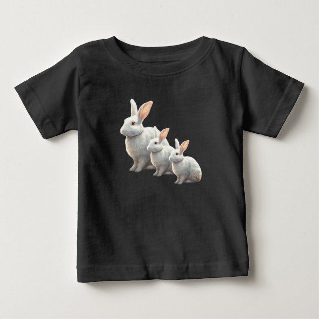 "Little Cotton Bunny Bliss: Baby White T-Shirt for (Front)
