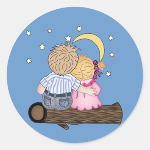 Little Couple watching the Night Sky Stickers