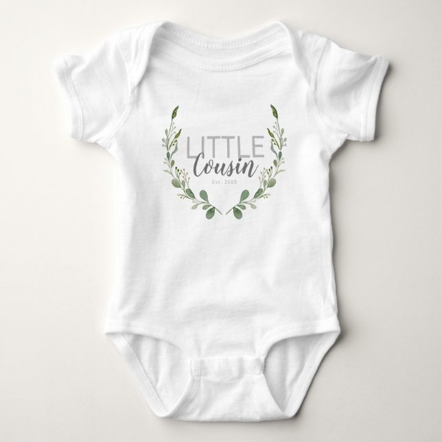 Little Cousin Greenery Watercolor Baby Bodysuit (Front)