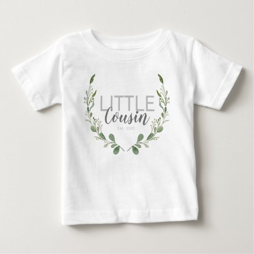Little Cousin Greenery Watercolor Baby T_Shirt