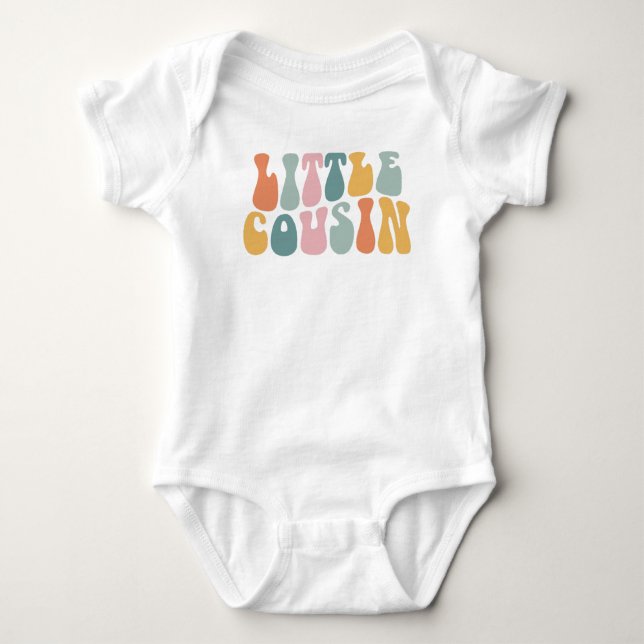 Little Cousin, Retro Kids, Matching Cousin Baby Bodysuit (Front)