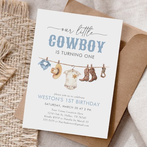 Little Cowboy 1st Birthday Invitation