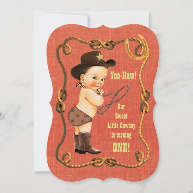 Little Cowboy 1st Birthday Party Invitation (Front)