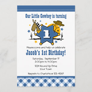 Little Cowboy 1st Birthday Party Invitation