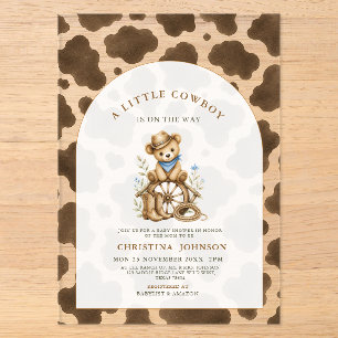 Little Cowboy Acrylic Invitation Cow Print