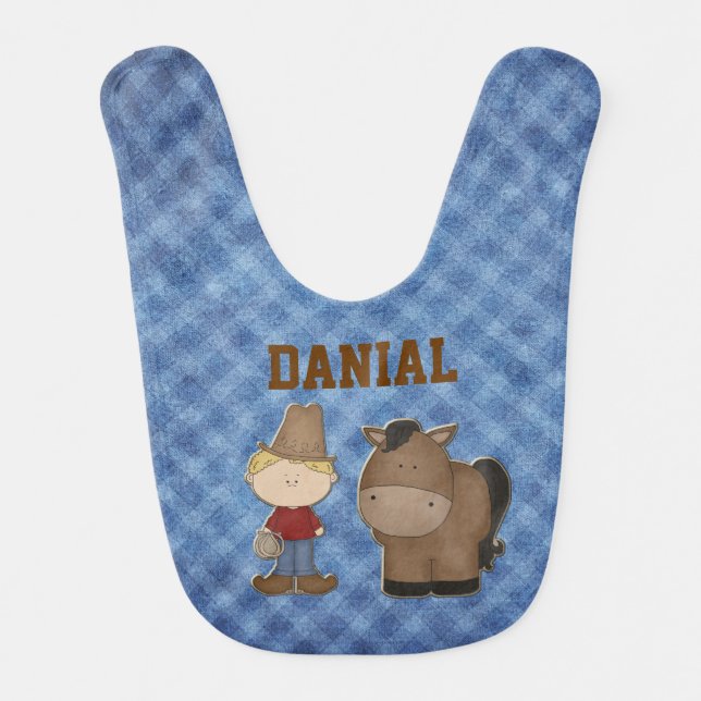 Little Cowboy Baby Bib (Front)