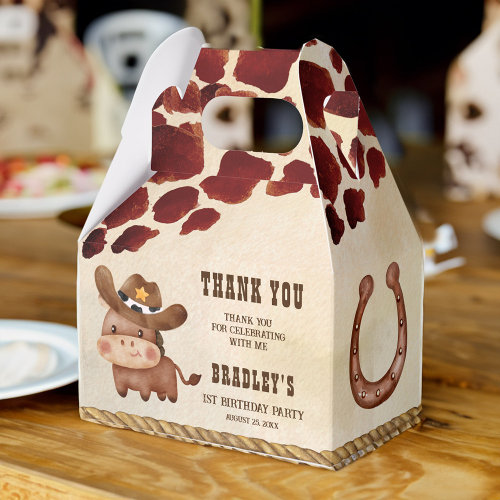 Little cowboy baby horse cow pattern rodeo party favor box