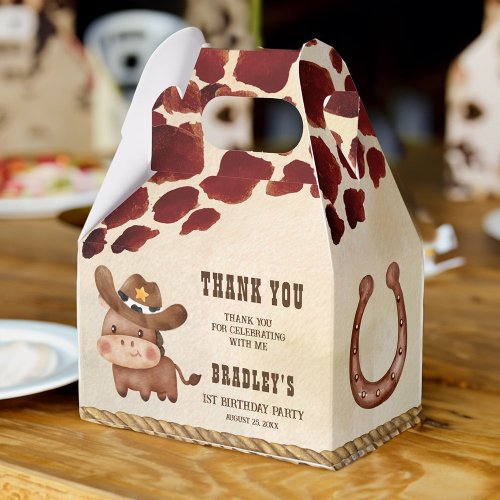 Little cowboy baby horse cow pattern rodeo party favor boxes