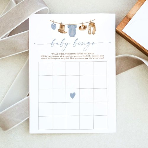 Little Cowboy Baby Shower Bingo Game Card