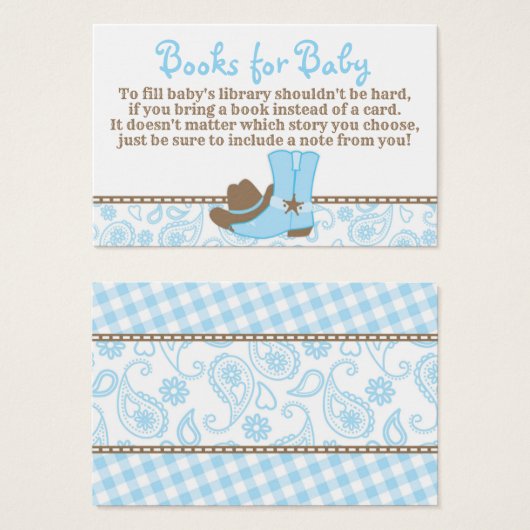 Little Cowboy Baby Shower Book Request Card (Front & Back)