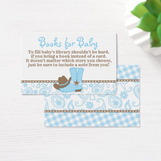Little Cowboy Baby Shower Book Request Card (Desk)