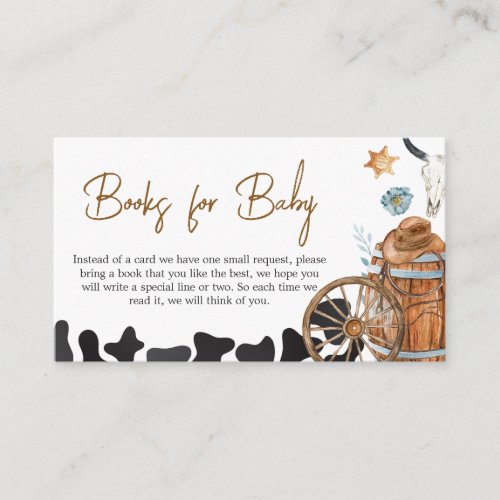 Little Cowboy Baby Shower Books for Baby Enclosure Card