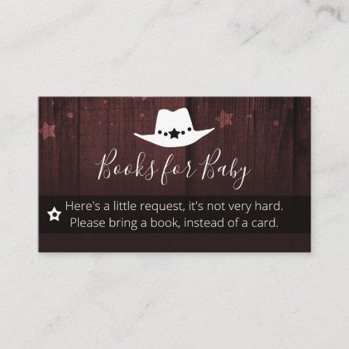 Little Cowboy Baby Shower Books for Baby Request Business Card