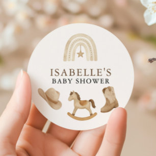 Little Cowboy Baby Shower Classic Round Sticker