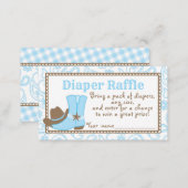 Little Cowboy Baby Shower Diaper Raffle Ticket Enclosure Card (Front/Back)