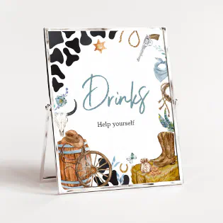 Little Cowboy Baby Shower Drinks Poster