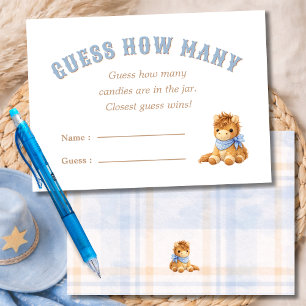 Little Cowboy Baby Shower Game Guess How Many Card