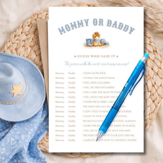 Little Cowboy Baby Shower Game Guess Who Said It (Creator Uploaded)