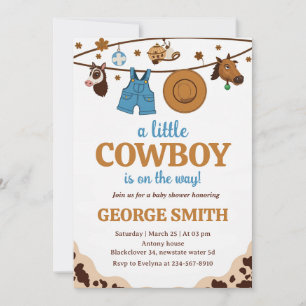 Little Cowboy Baby Shower Honoring Party Invitation