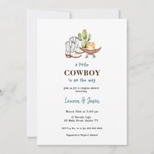 Little Cowboy Baby Shower Invitation