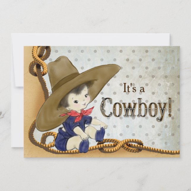 Little Cowboy Baby Shower Invitation (Front)