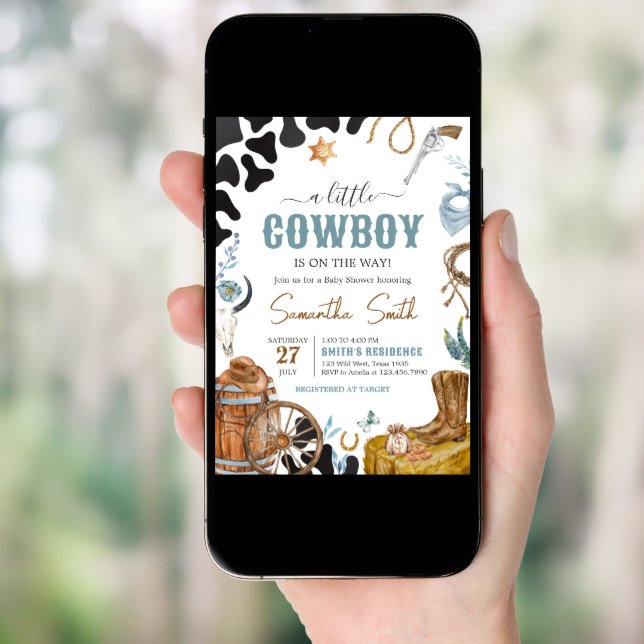 Little Cowboy Baby Shower  Invitation (Front Digital)