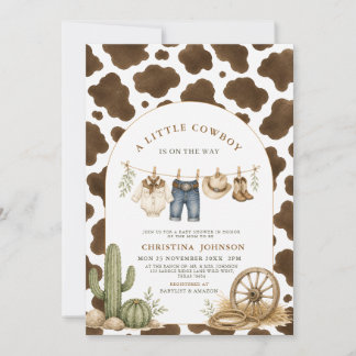 Little Cowboy Baby Shower Invitation | Cow Print